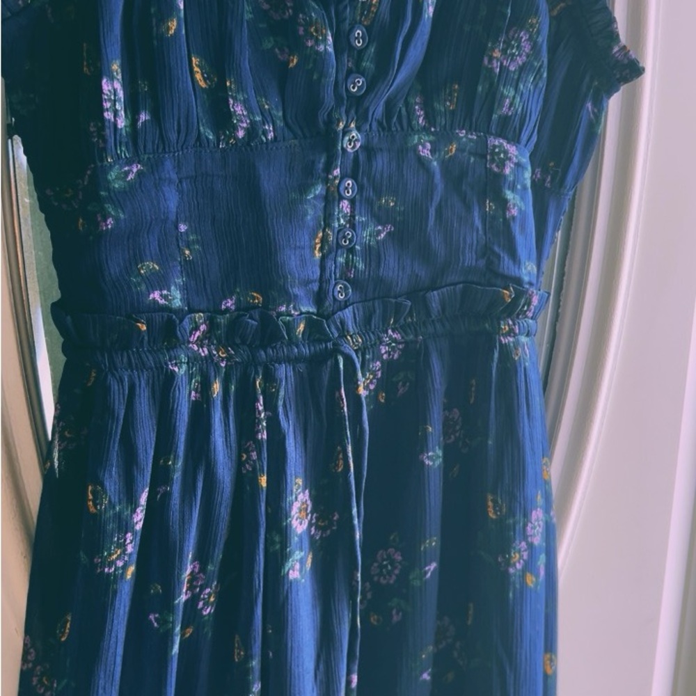 Patrons of Peace Navy Dress with Floral Patterns - Picture 3 of 9